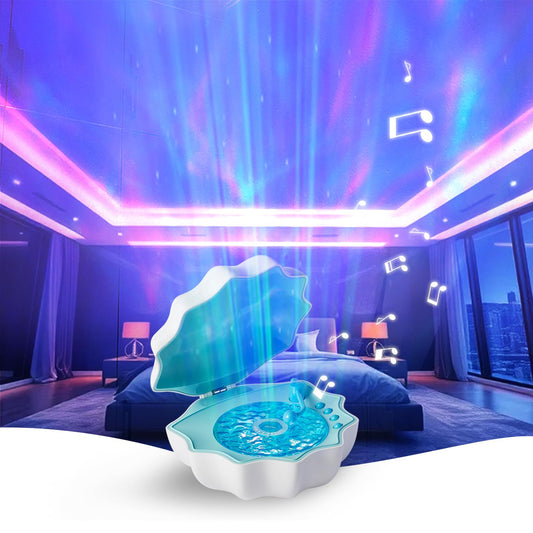 Northern Lights Projector, Night Light Projector for Bedroom Built-in Bluetooth Speaker, White Noise, Shell Night Light for Room Decor/Gift for Kids/Party/Music/Relaxation/Valentines Day Gifts