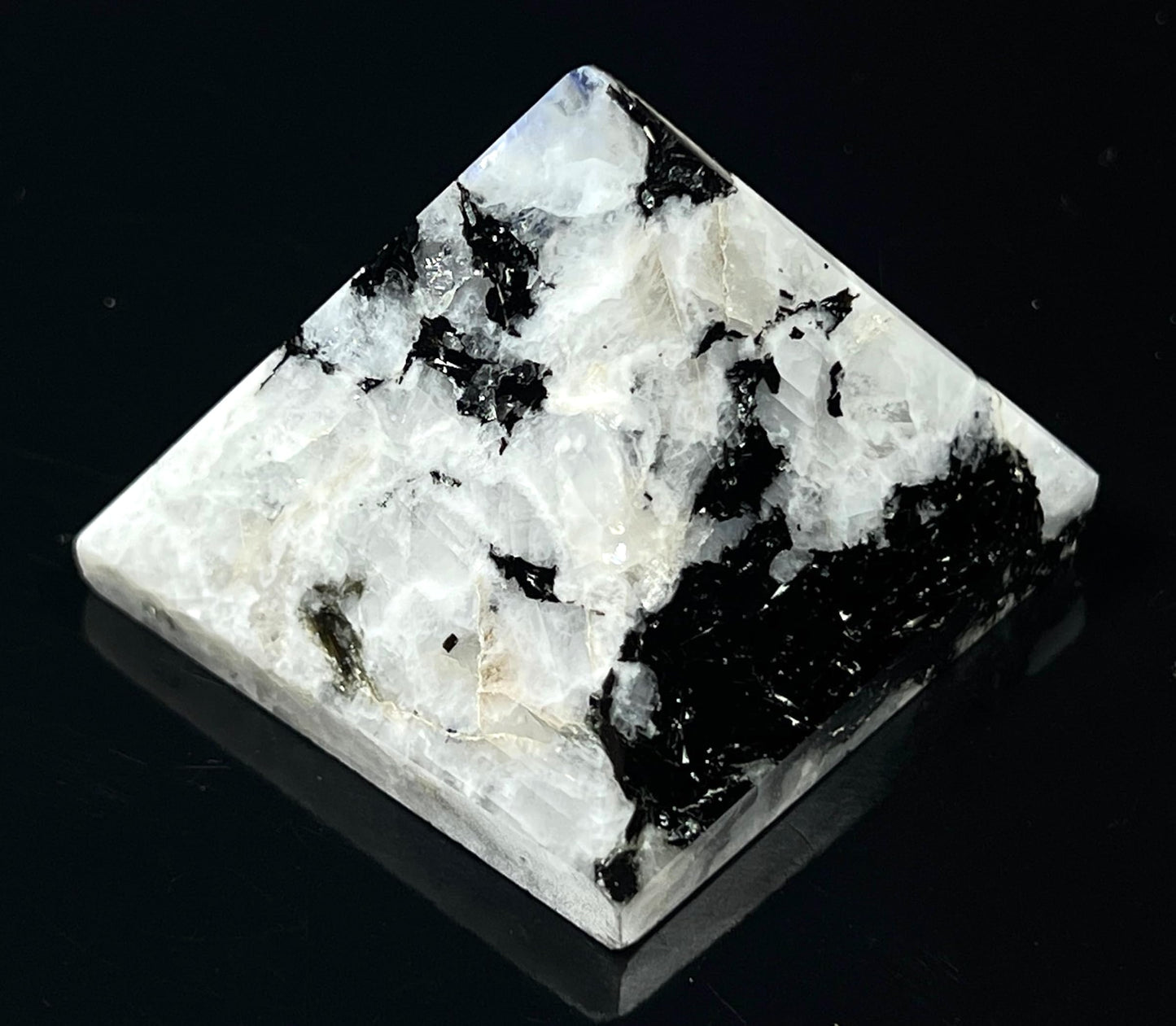 AWAKEN YOUR KUNDALINI Rainbow Moonstone Pyramid – 2 Inch Crystal, Pisces Birthstone, Crown Chakra
