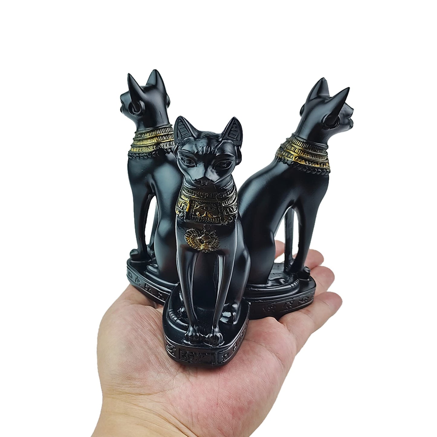 OmyLens Large Bast Bastet Cats Crystal Ball Holder Sphere Display, Natural Healing Feng Shui Glass Ball Holder Base Statue Decoration for 80mm-150mm Sphere