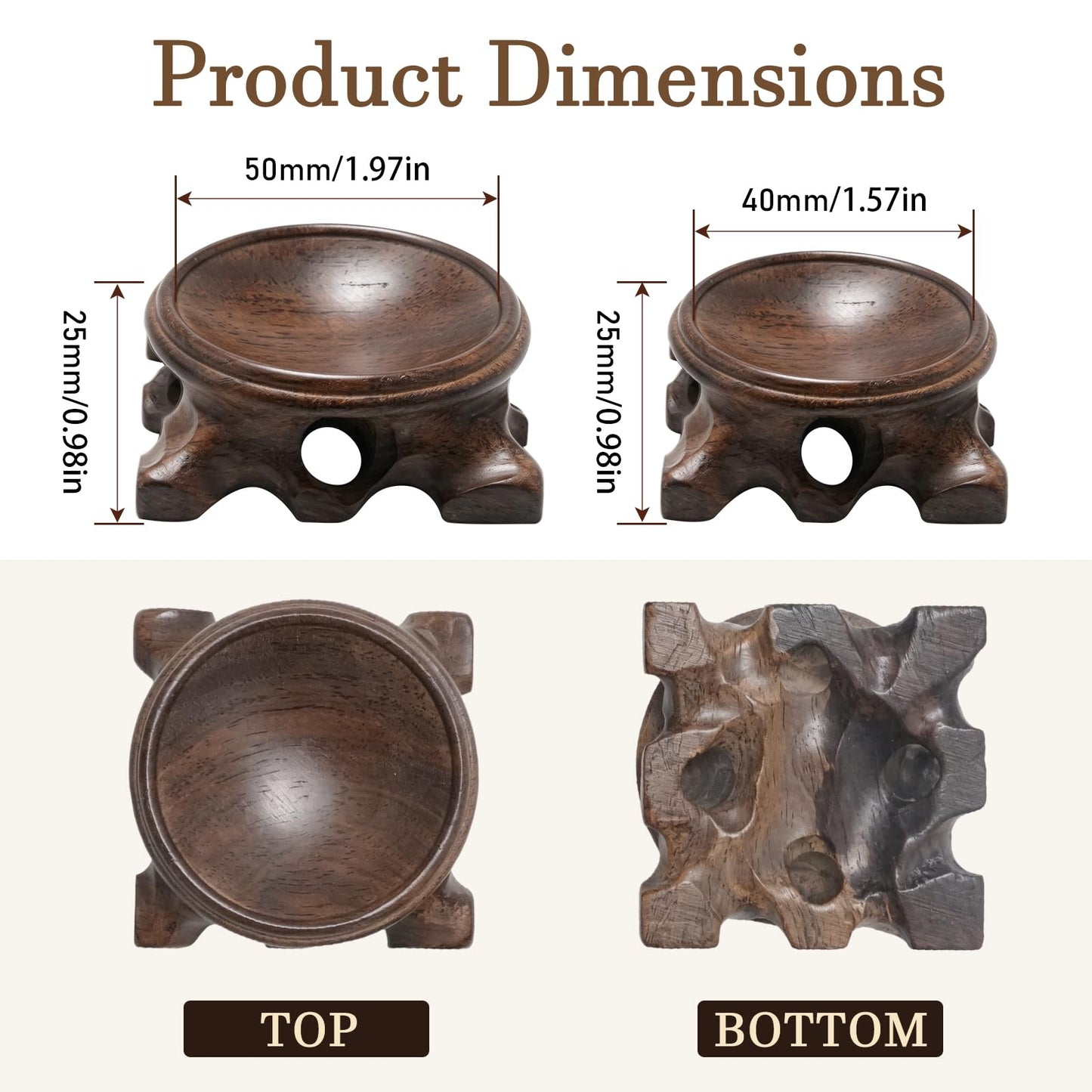 LIDSCURA 4PCS Wooden Stand for Crystal Sphere, Quartz Ball Orb Holder, Crystal Decorative Ball Display Pedestal Stands