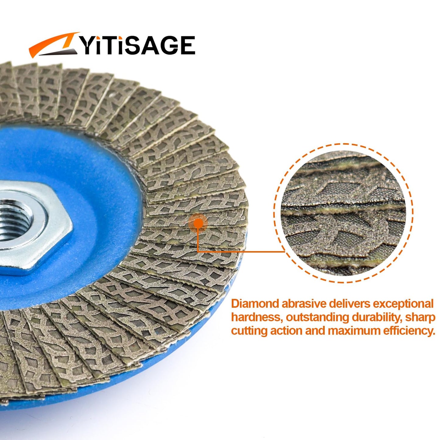 YITISAGE 4.5" Diamond Flap Disc,Plastic Back Grinding Wheel for Marble,Ceramics,Sander Tile,Stone,Glass,Concrete(Grit 120-1pc)