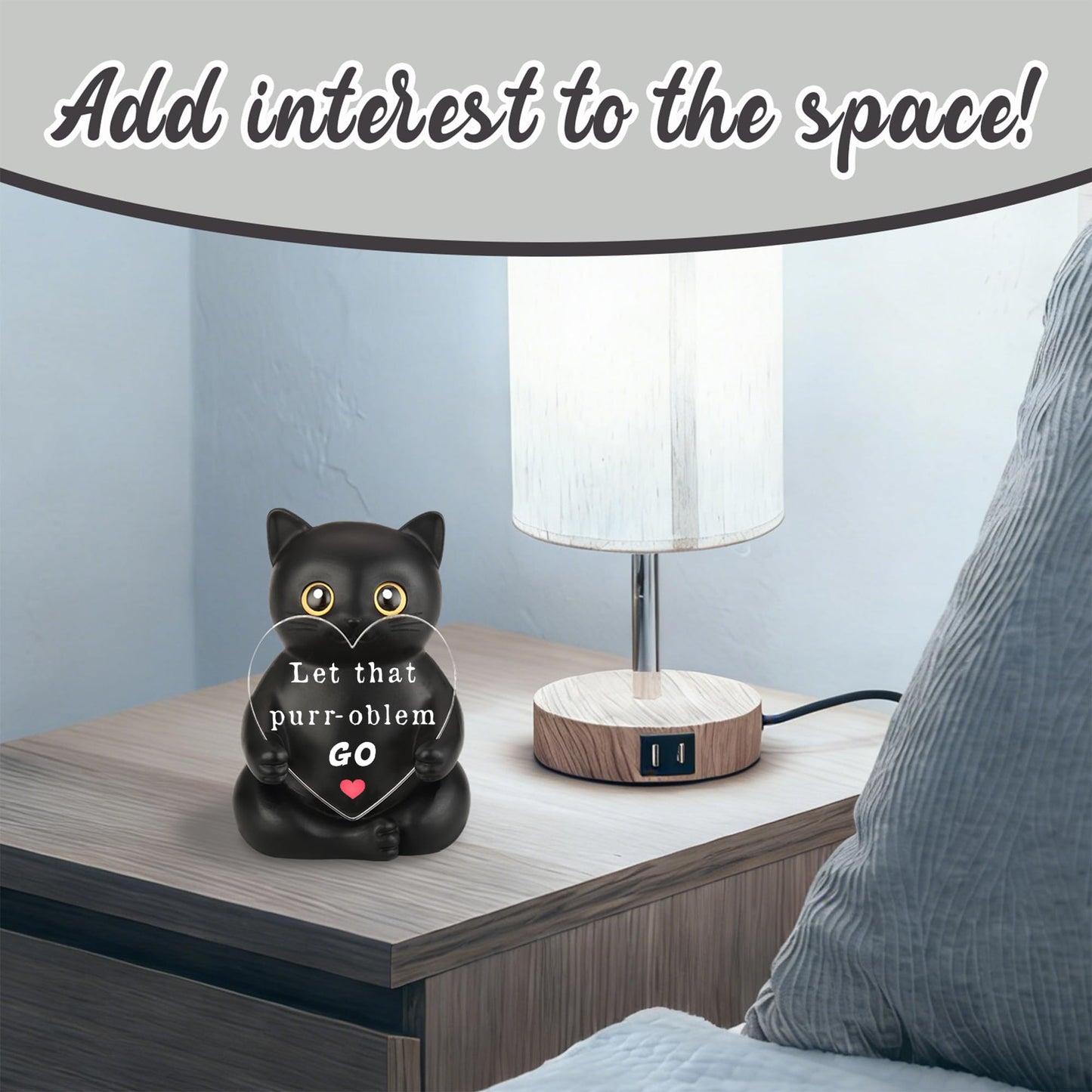 FTONENI Black Cat Encouragement Desk Decor, Funny Motivation Gift for Coworker Teacher Nurse Friend, Positive Office Desk Figurine for Team Appreciation - FDD631