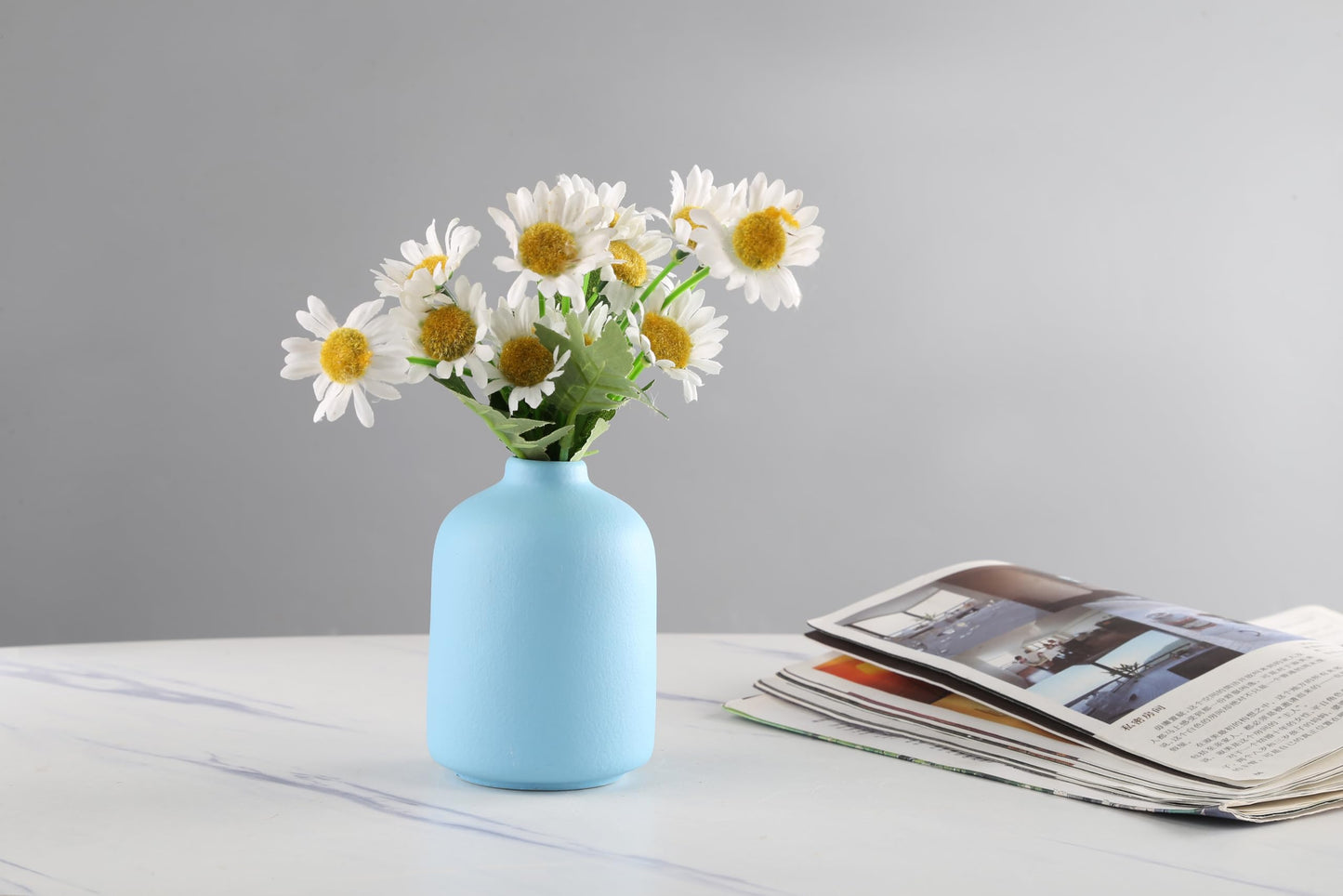 LSBTAUCP- Home Decoration Ceramic Vases, Ceramic Vases, Dried Flower vases, Living Room Decoration, Flower Arrangement Decoration Shooting Props, Coffee Table Decoration, Best Gift（ (Blue)