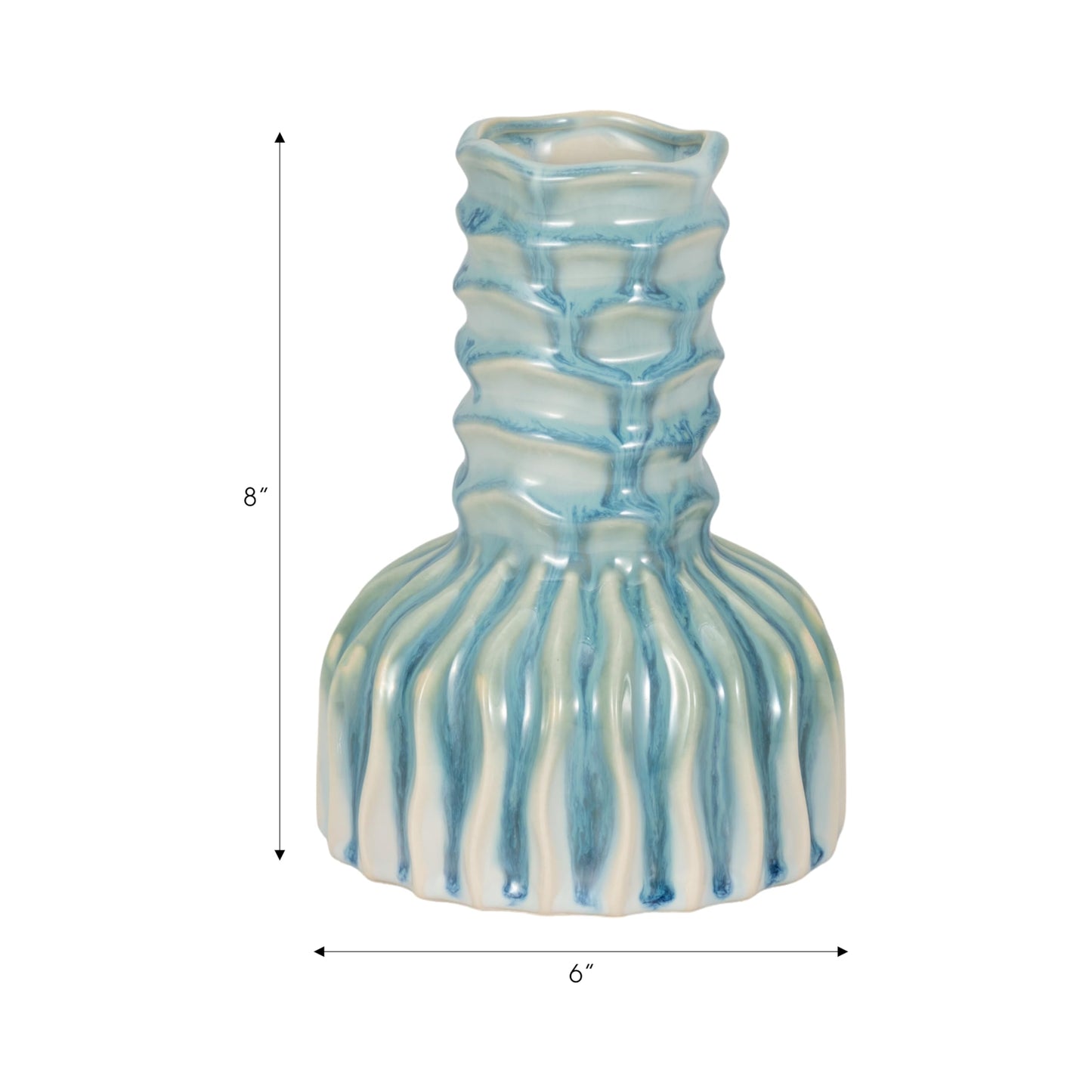 Ceramic Vase for Home Decor – Table Accent That Blends Effortlessly into Office Decor, Bedroom, and Living Room Decor – A Must for Any Flower Vase Collection – 8" Blue