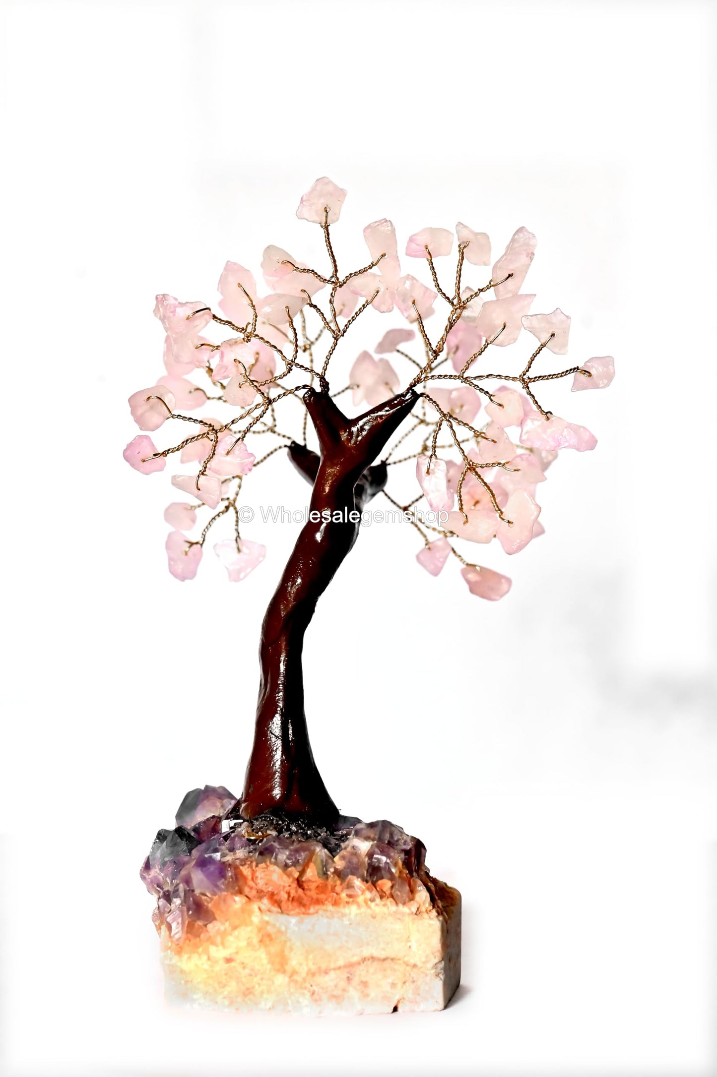GEMSCITE Crystal Healing Gemstone Tree, Natural Stone Base, Home Decor Handcrafted Feng Shui Gemstone Bonsai for Energy & Protection (Pack of 1)