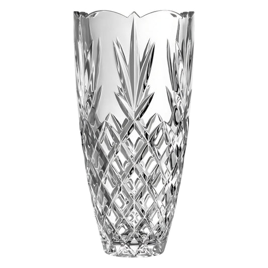 Galway Crystal Renmore Vase 12"H x 8"W, Cut Glass Cylinder Flower Vase, Decorative Centerpiece for Home Decor