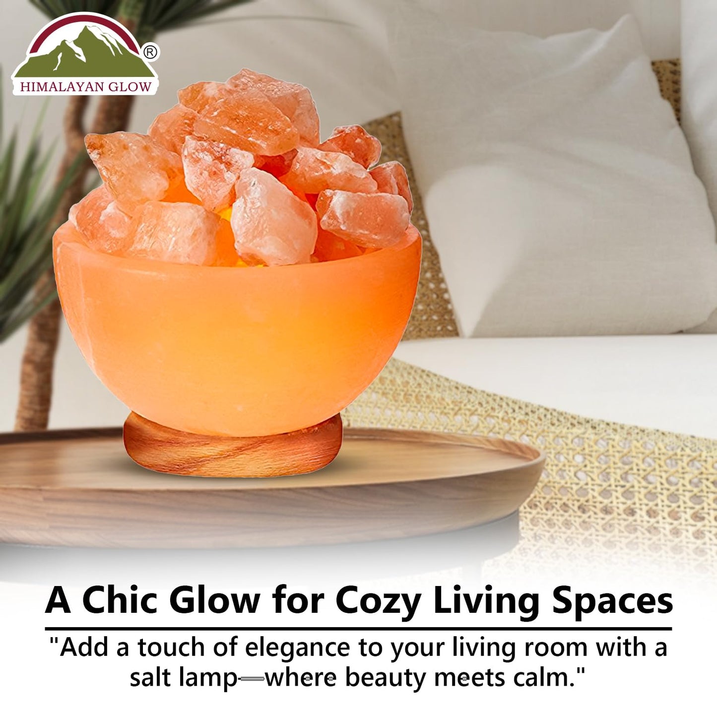 Himalayan Glow Pink Salt Bowl Night Lamp with Crystal Himalayan Salt Chunks | Hand-Carved Himalayan Salt Lamp for Air Purification and Relaxing Ambiance