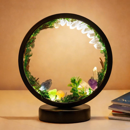 RJINGSHI Forest Style Crystal Night Light - 3 Color Modes, USB Touch Lamp, Natural Quartz Healing Bedside Light for Bedroom Office Home Decoration Christmas Gifts(Clear-Quartz-Round)