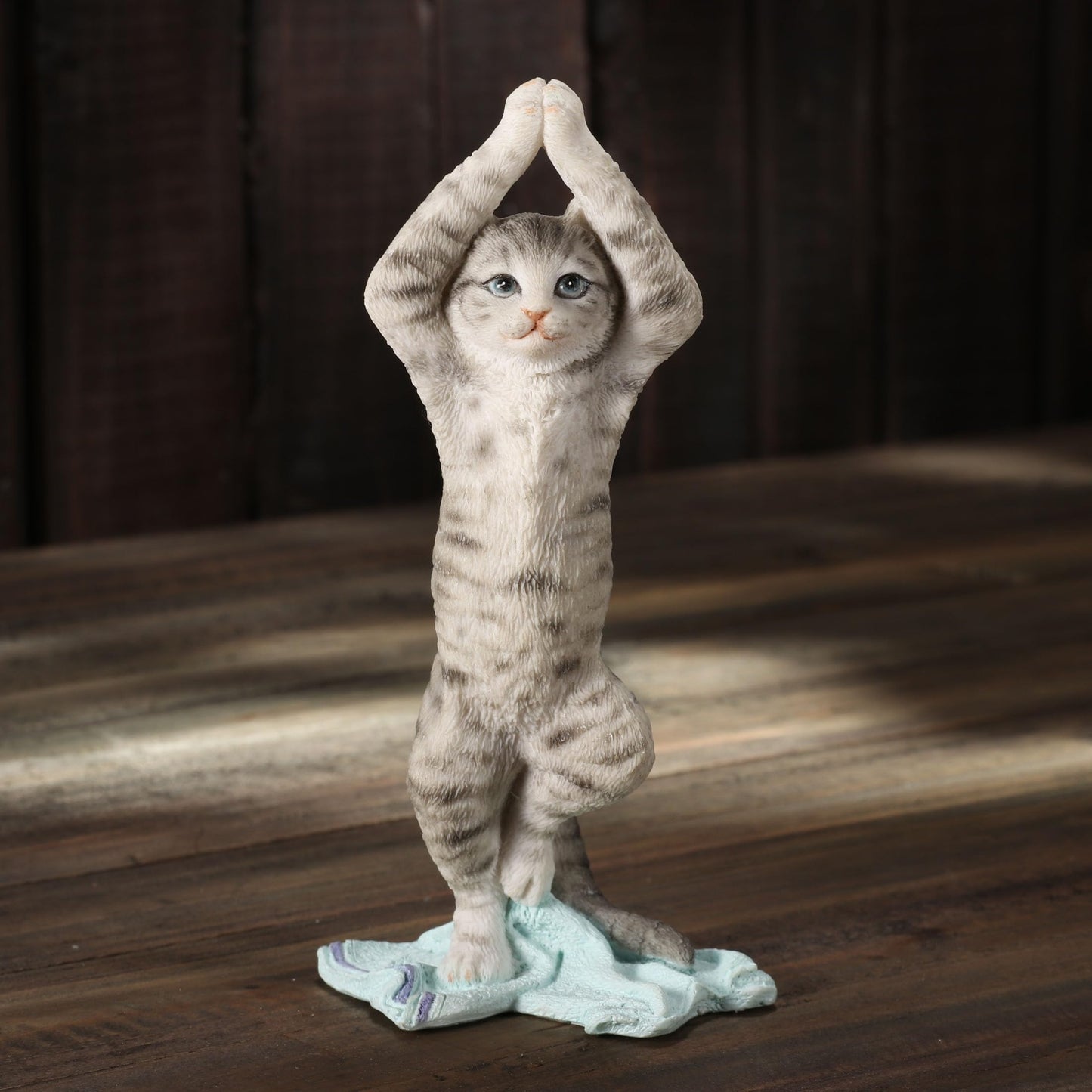 Veronese Design 5 7/8 Inch Stripe Tabby Yoga Cat Tree Pose Resin Animal Figurine