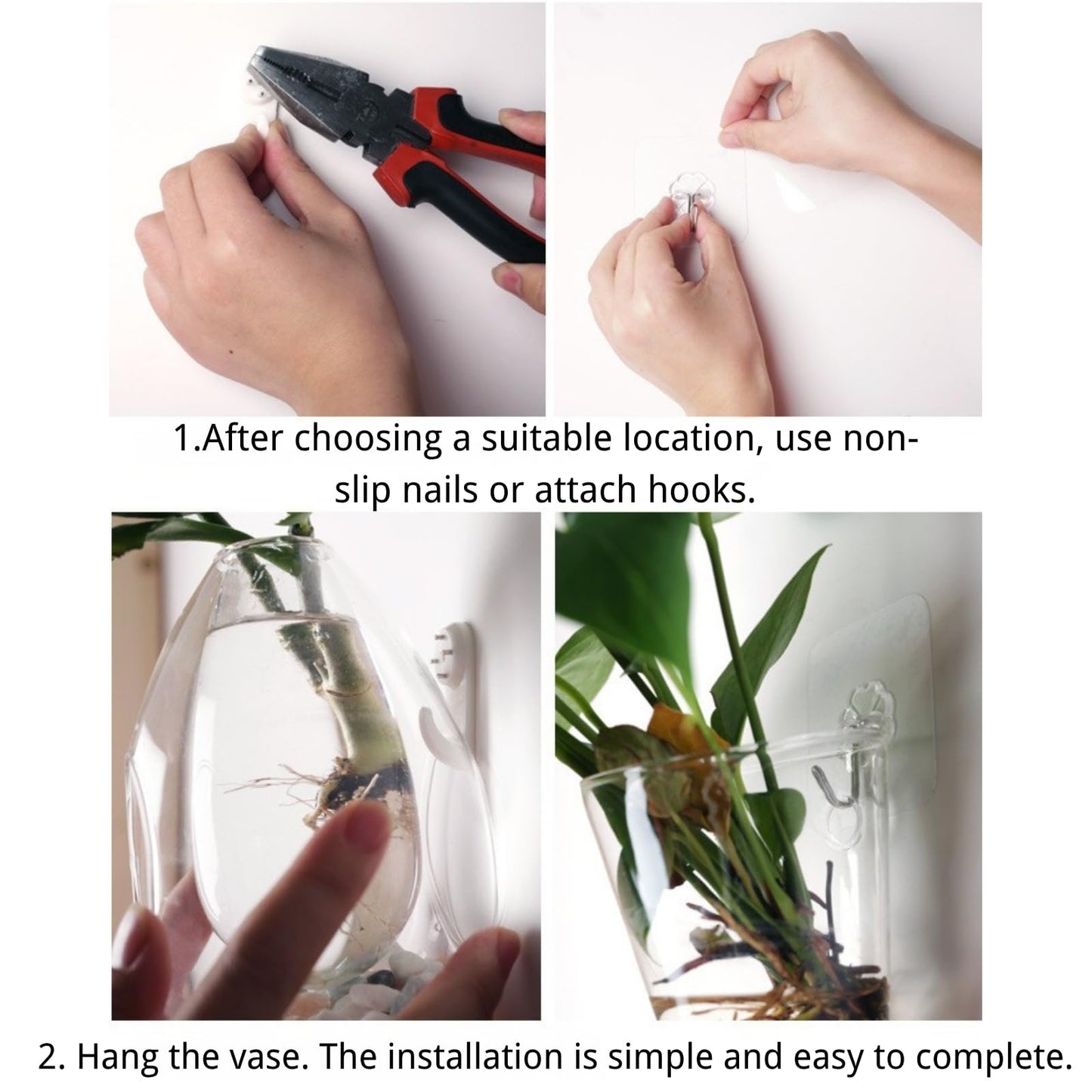 Boxonly Wall-Mounted Acrylic Planter for Hydroponic Plants – Hexagonal Vase Large, Modern Transparent Design for Home & Office Decoration