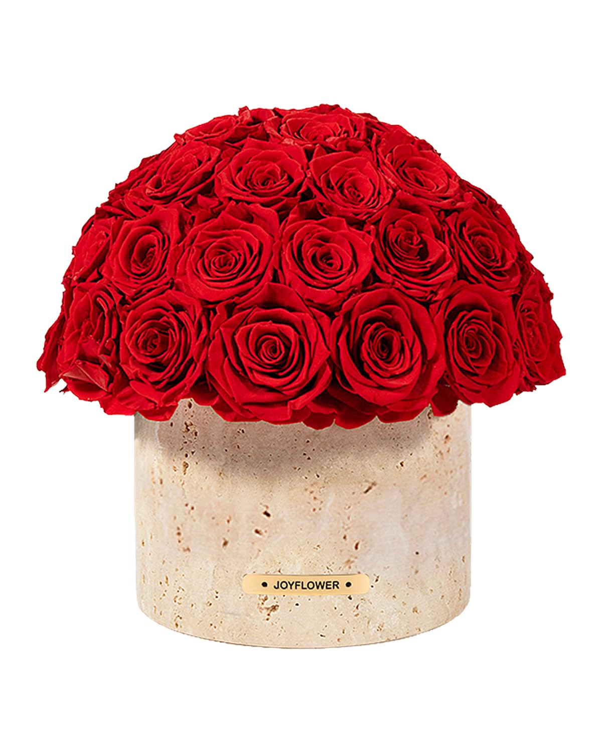 JoyFlower Preserved Flowers Vase, Yellow Cave Stone Flower Vases for Centerpieces, Eternal Flower Decorations for Party Home Living Room Bedroom Coffee Table, Red Flower Vase Unique House Decor