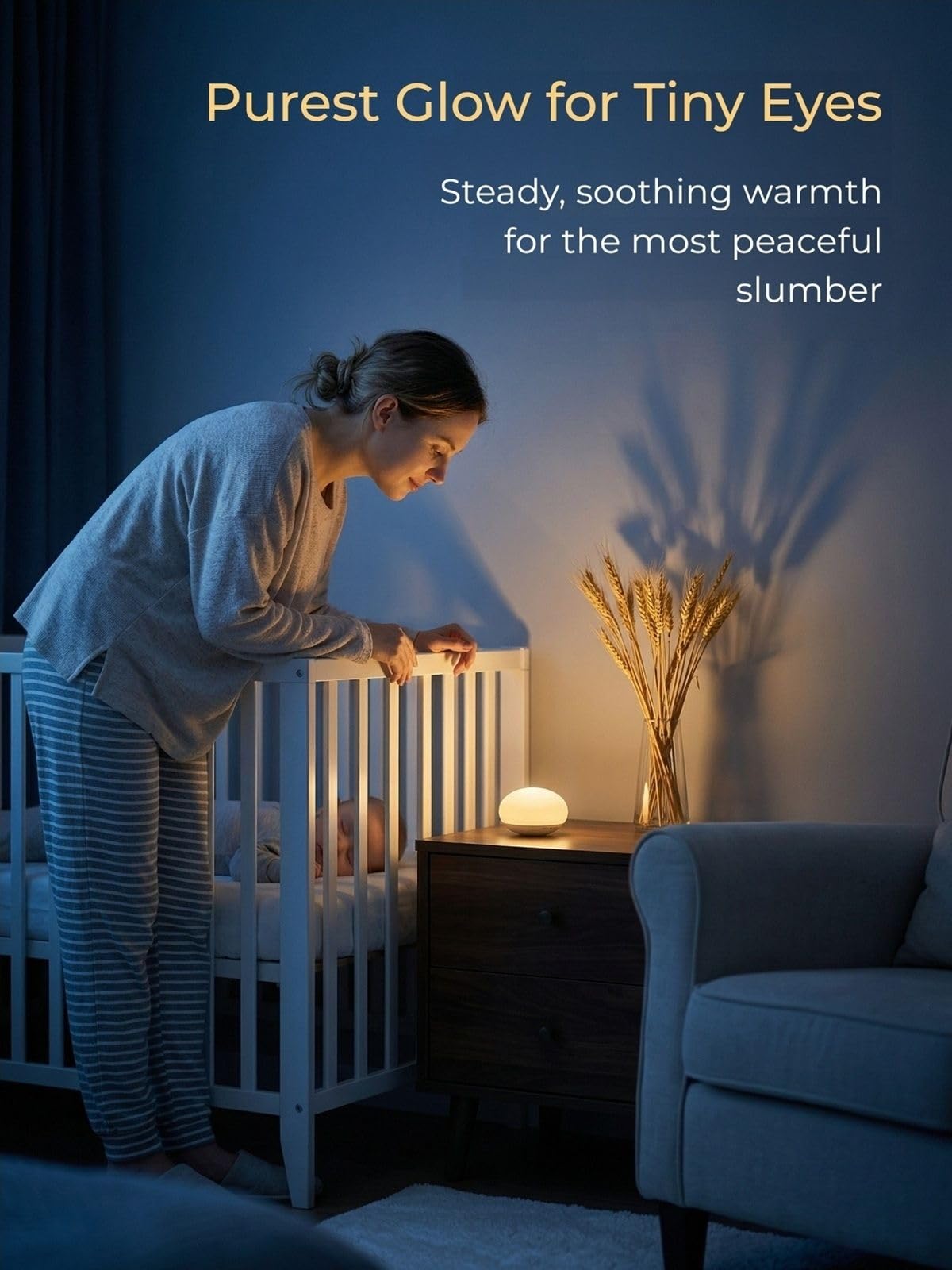 EASZZZ Baby Night Light, Nursery Night Lights for Breastfeeding, Soft BPA Free Silicone Touch Night Lamp, Eye Caring, Easy Flip Design, Stepless Dimming, 1-Pack