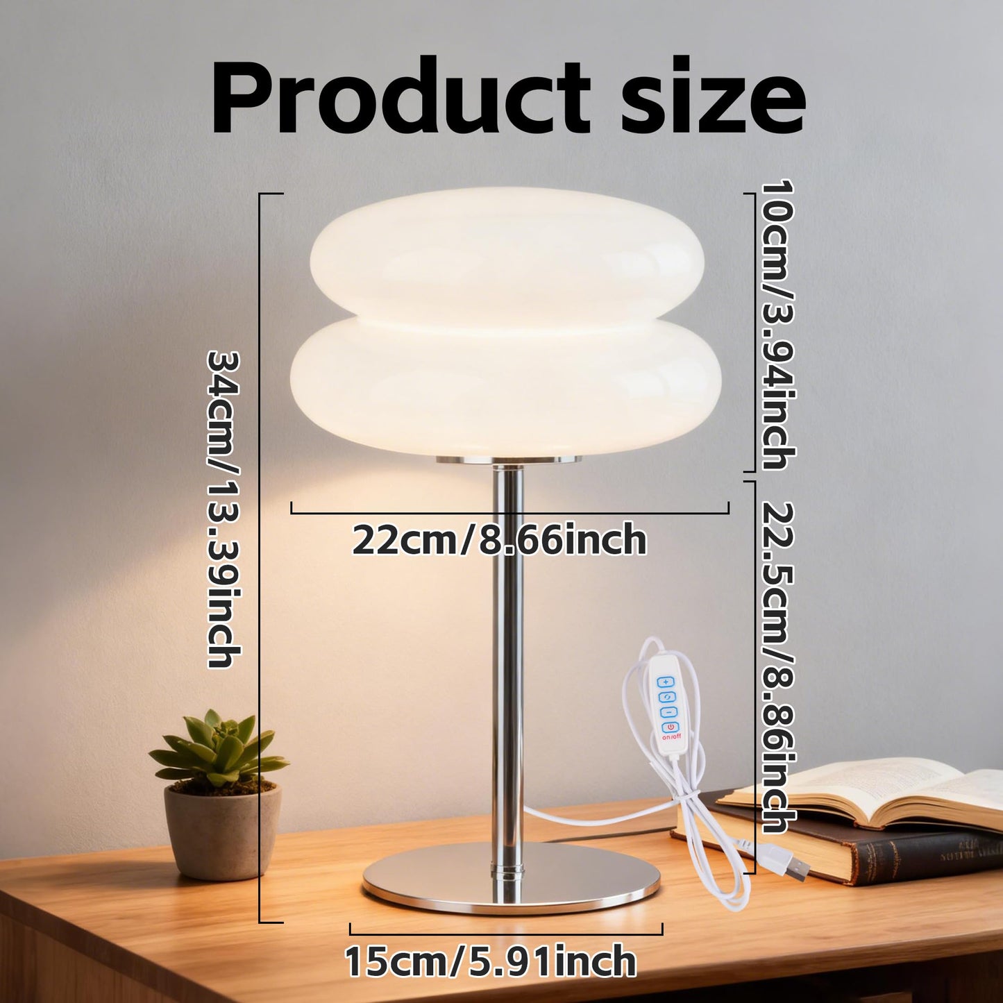 xiaojuande Bedroom Mushroom lamp, Medieval Modern Bedside Table lamp, dimmable Retro Egg Tart Headlight, Unique Home Mushroom Decoration Aesthetic Lovely Living Room Desk lamp (White)