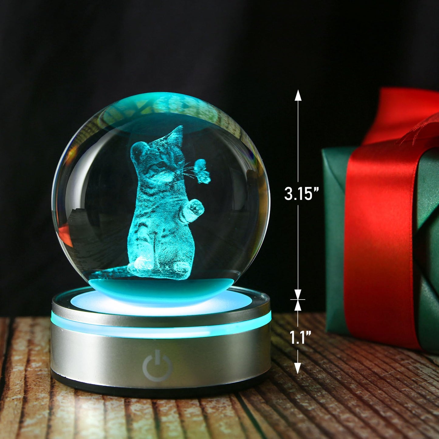 Goutangen 3D Cat Lover Gifts for Women Crystal Ball Cat Figurine with Lamp for Home Decor Snow Globes Cat Theme Gifts for Cat Lovers Girls on Christmas Birthday Anniversary
