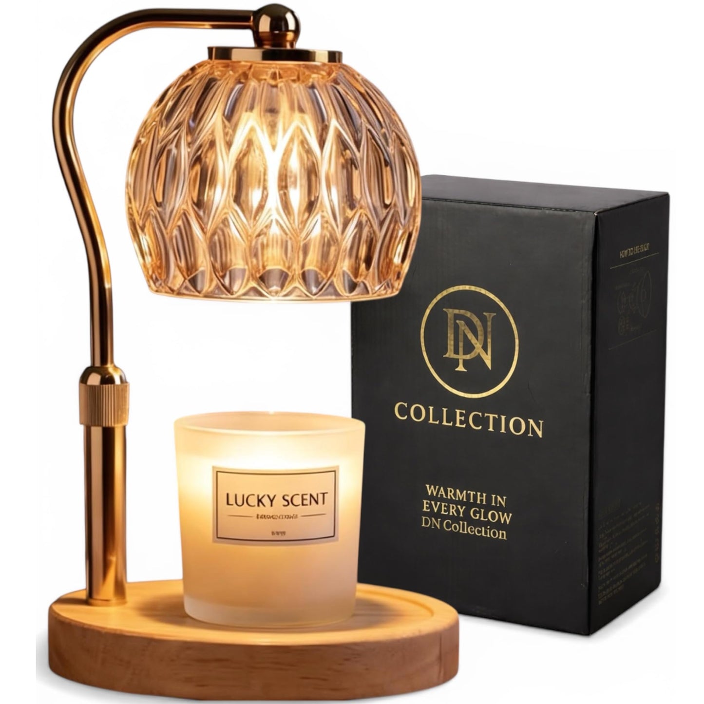 Crystal Candle Warmer Lamp with Timer and Dimmer, Adjustable Height Electric Candle Warmer for Jar Candles, Flameless Wax Melt Warmer, Glass Candle Warmer Lamp – DN Collection
