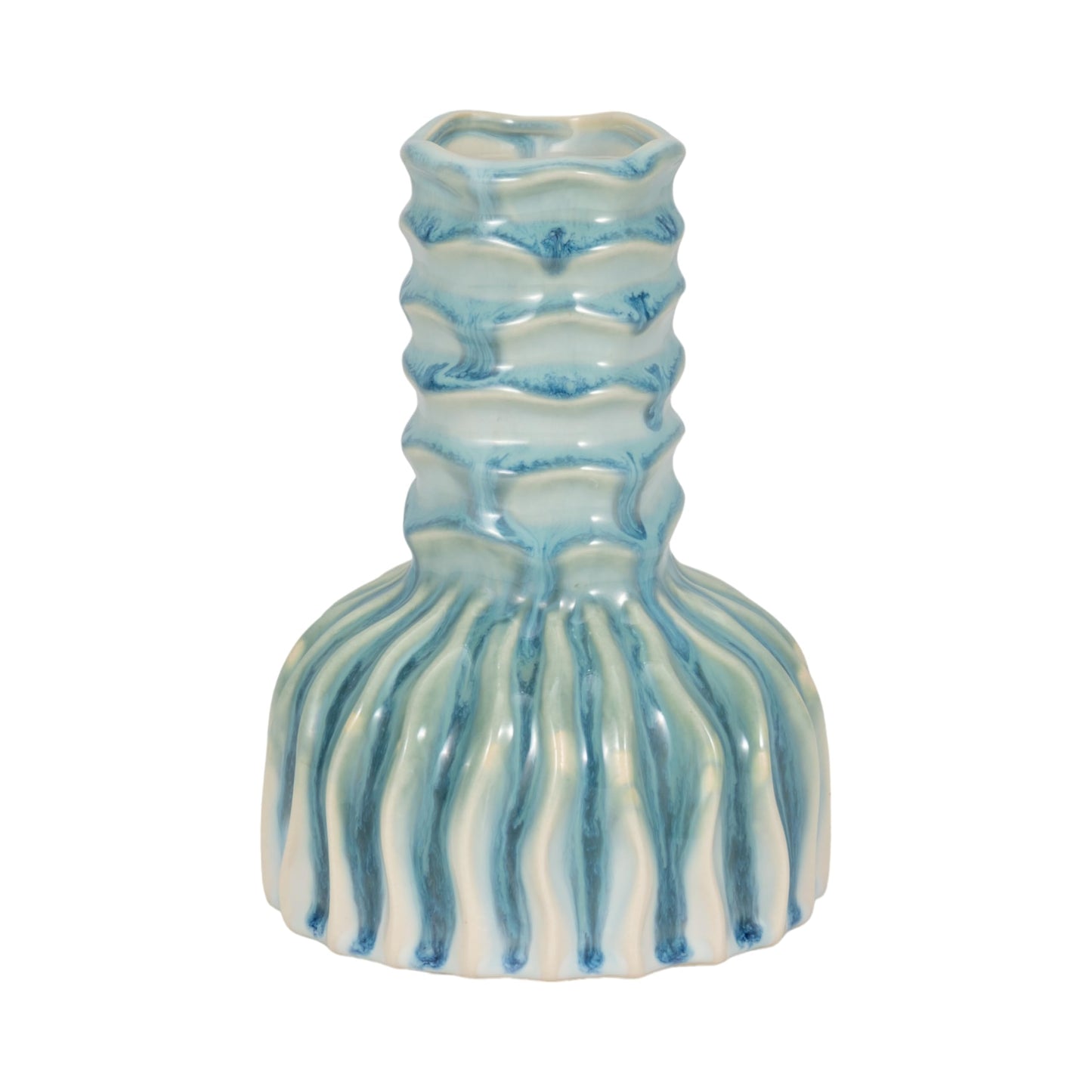 Ceramic Vase for Home Decor – Table Accent That Blends Effortlessly into Office Decor, Bedroom, and Living Room Decor – A Must for Any Flower Vase Collection – 8" Blue