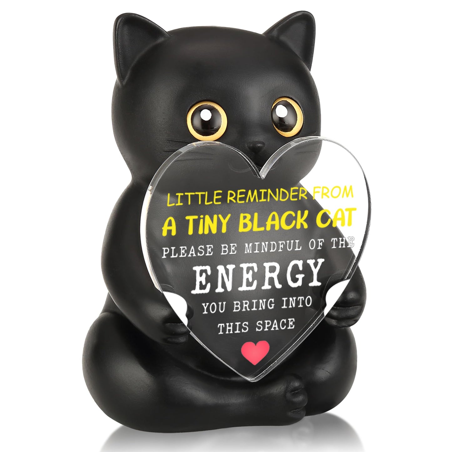 FTONENI Black Cat Desk Figurine Encouragement Gift, Positive Office Desk Decor for Coworker Teacher Nurse, Appreciation Gift for Team Colleague Workplace - FDD620