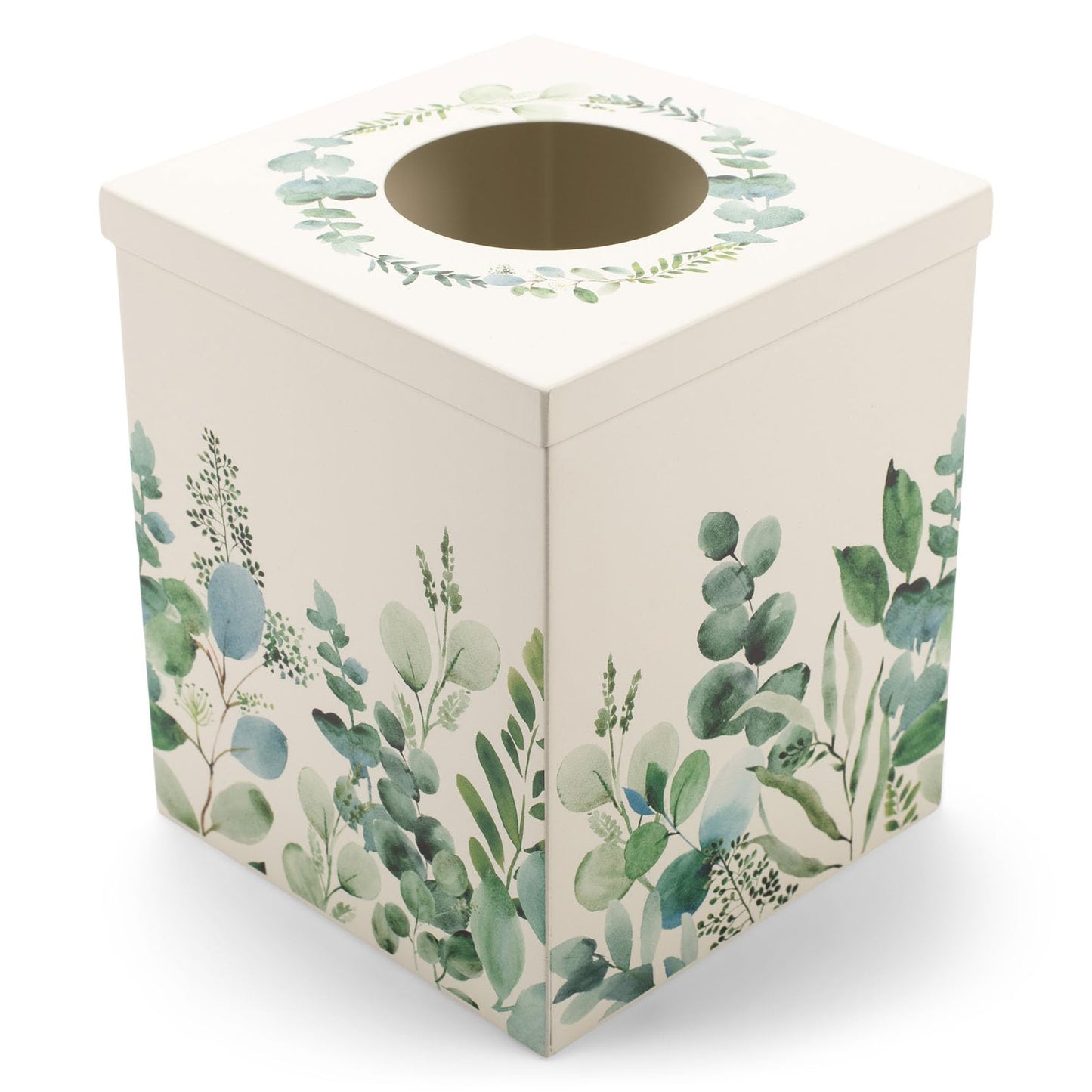 NAT AND JULES Cube 6 x 5 Iron Metal Tissue Box Holder Organizer Bathroom Vanity Countertop Night Stands Office Home, Floral