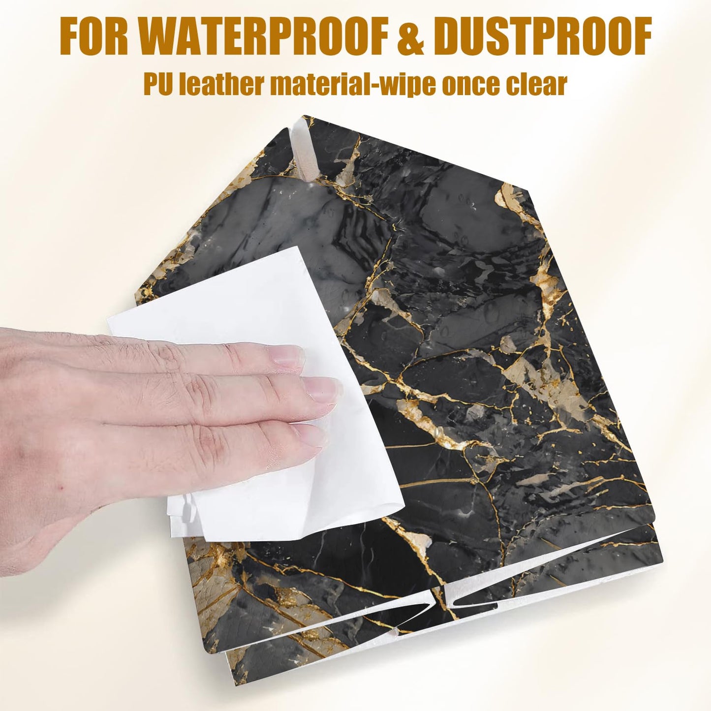 Black Gold Marble Tissue Box Cover 2PCS, Leather Tissue Box Holder Square Facial Paper Case Tissue Box Cube Organizer for Bathroom Bedroom Desk Office