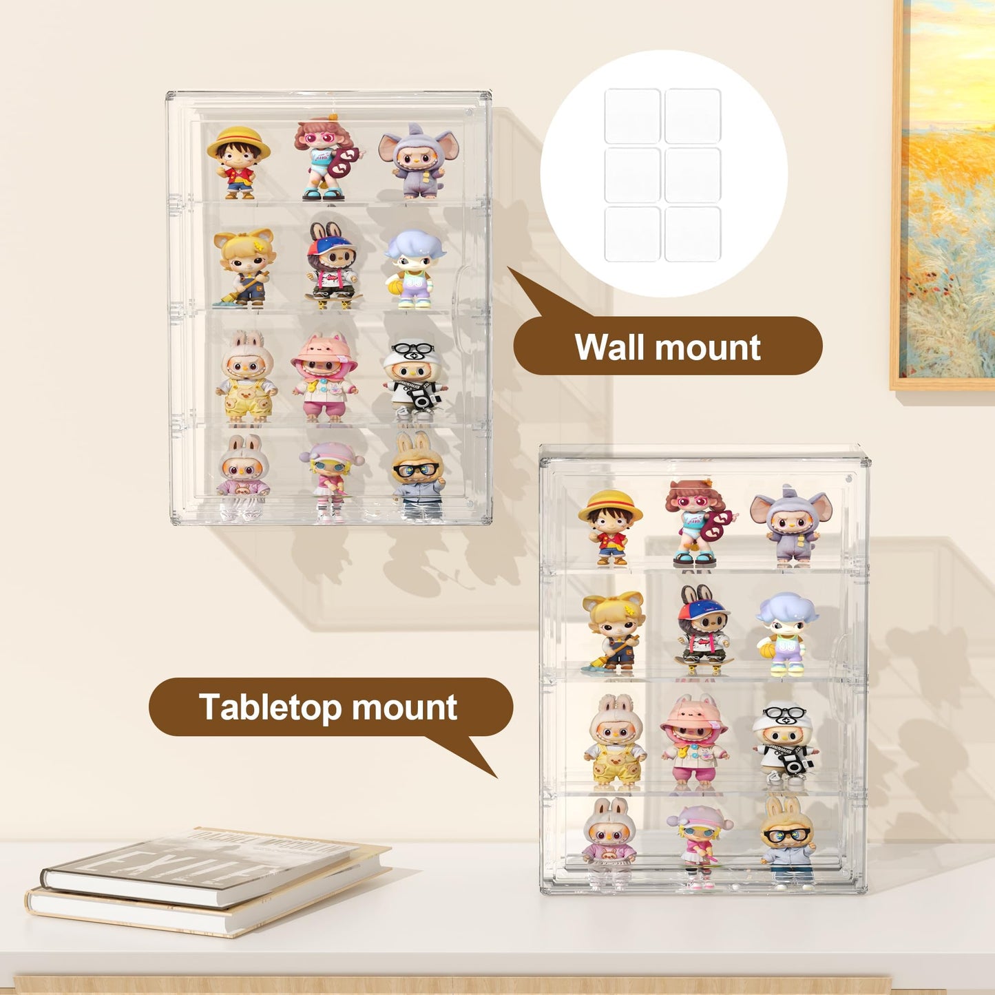 BOHOIDEE 4 Tiers Clear Display Case for Figures, Acrylic Storage Organizers Box with Magnetic Door, Wall-Mounted Dustproof Showcase for Collectibles Action Figure(1PACK, Wall-Mounted Extra Large)