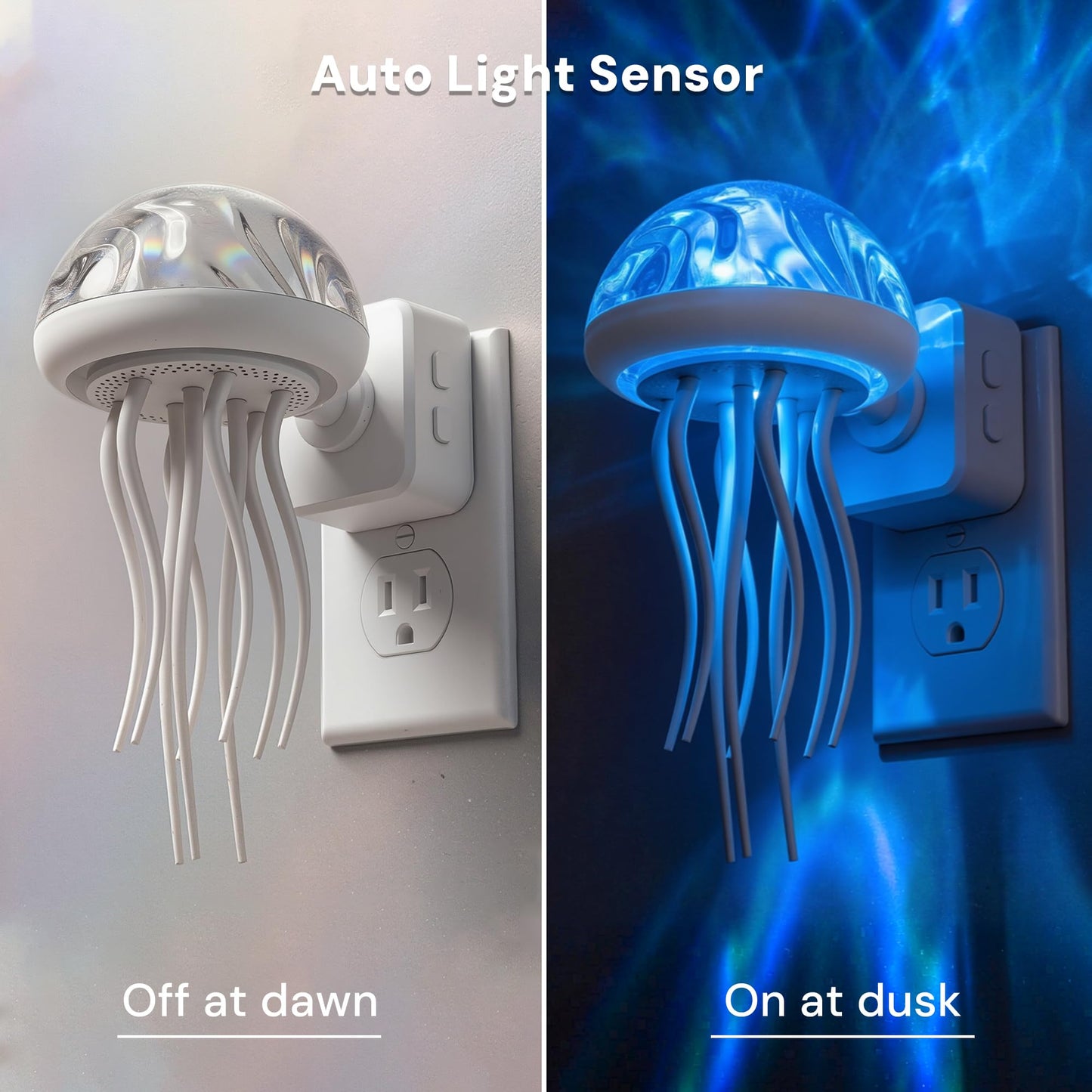 L LOHAS LED Night Lights Plug Into Wall, Night Lights Jellyfish Projector with Dusk to Dawn Sensor, 180°Dynamic Rotating Night Light for Kids Adults Teen Girl Gifts Room Decor Aesthetic