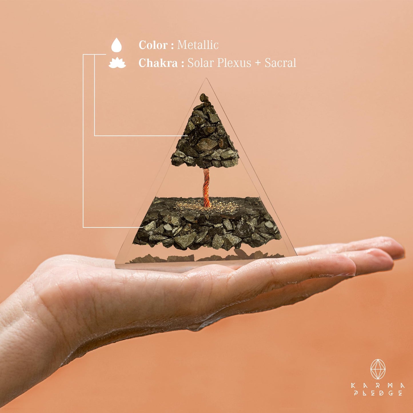 Chakra Healing Crystal Pyramid, Unique Birthday Gifts for Womens, Mom, Love One, Pyrite Tree of Life Orgonite Orgone Pyramid for Meditation, Balance, Positive Energy, Success, Office Décor