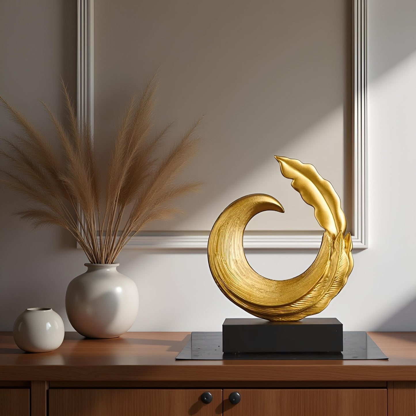 XYQXYQ Abstract Art Sculpture, Resin Gold Decorative Statue, Modern Blue Ornaments for Living Room, Decorativas Modernas for Coffee Table/Entryway/Office Collectibles (Gold)