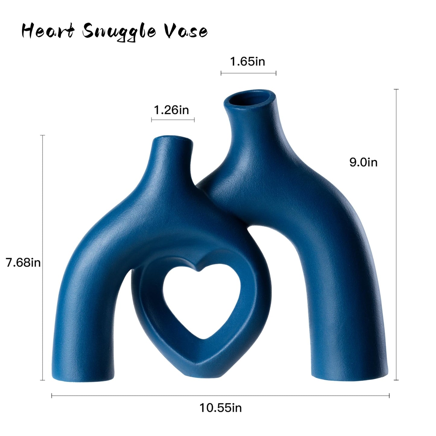 Liotww Snuggle Hollow Decorative Ceramic Vase, 8.3 Inch Hug Donut Modern Nordic Boho Style Vases for Aesthetic Home Decor, Anthropologie Living Room Shelf Coffee Table Décor (Navy Blue)