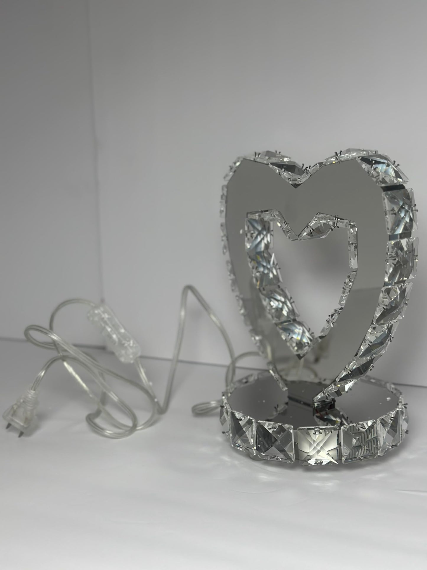Vase Branch Glass Crystal Heart Table Lamp, LED Light