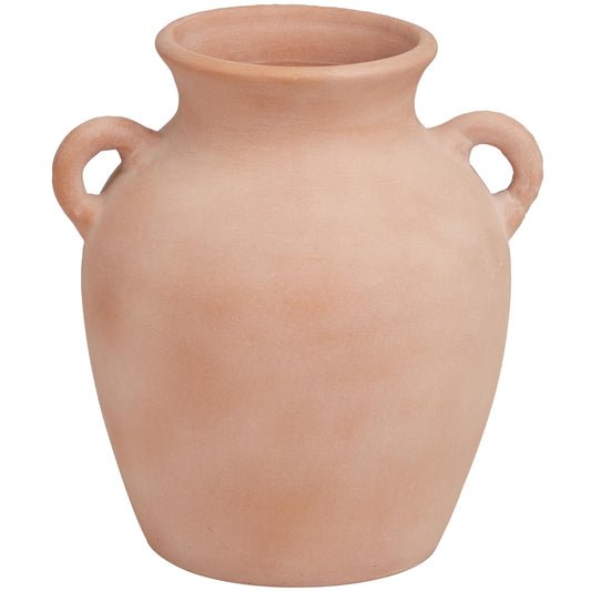 Deco 79 Ceramic Washed Terracotta Jug Vase with Handles, 10" x 9" x 11", Pink