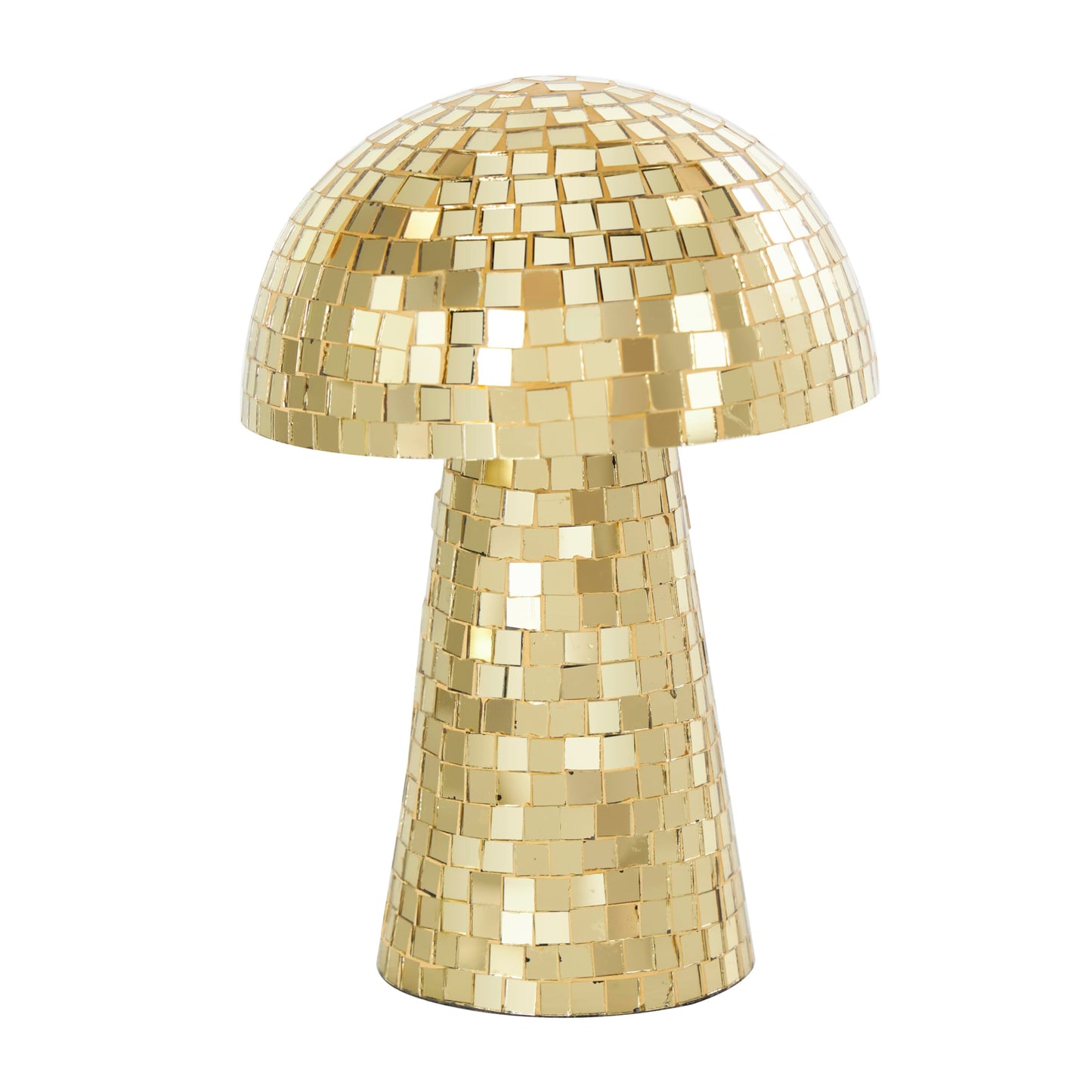 Deco 79 Glass Mushroom Handmade Decorative Sculpture Mosaic Mirrored Home Decor Statues, Set of 2 Accent Figurines 10", 8"H, Gold