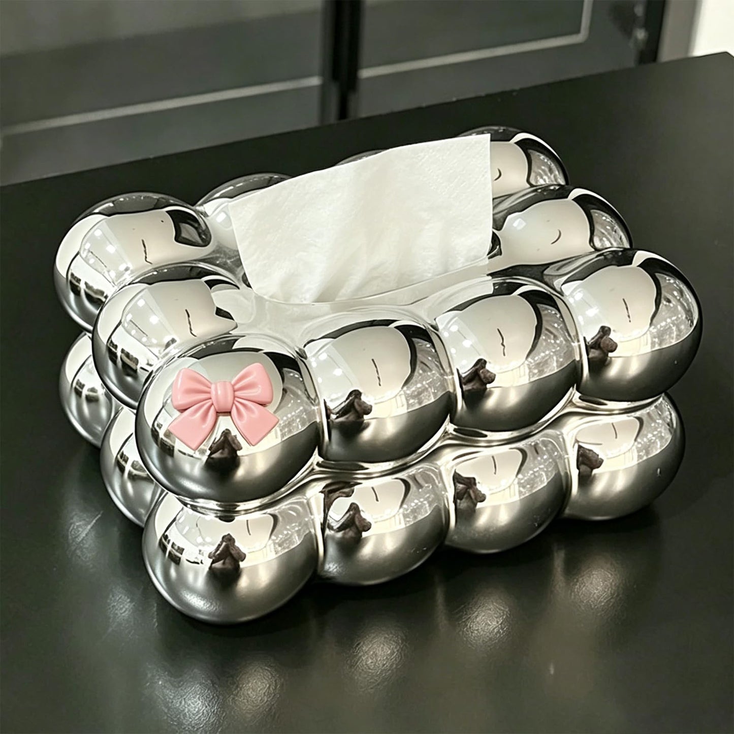 Bazasa Silver Ceramic Tissue Box Cover Decorative Tissue Holder Porcelain Bathroom Accessories Modern Home Decor for Women