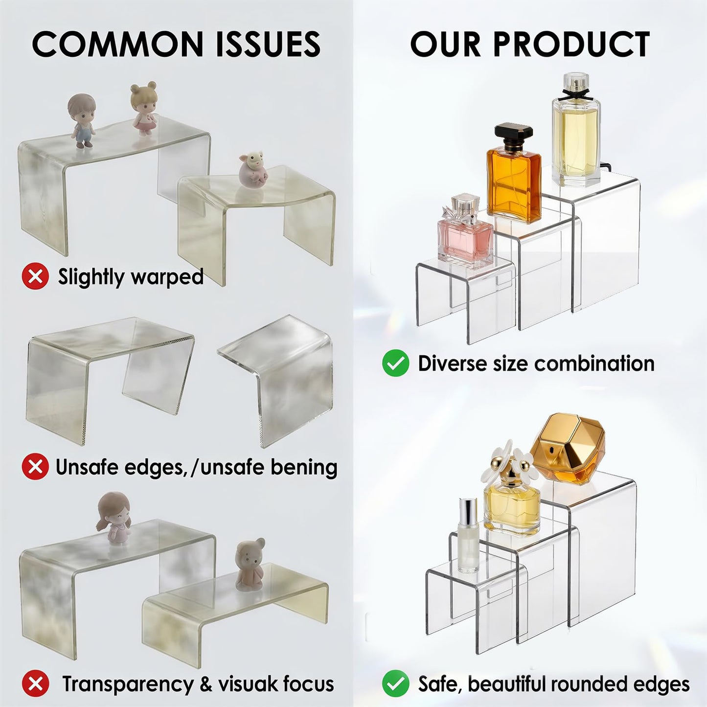Fixwal 2 Set Acrylic Display Risers Cupcake Stands Clear Dessert Table Display Set, Display Shelf for Funko POP Figures-3"x4"x5"