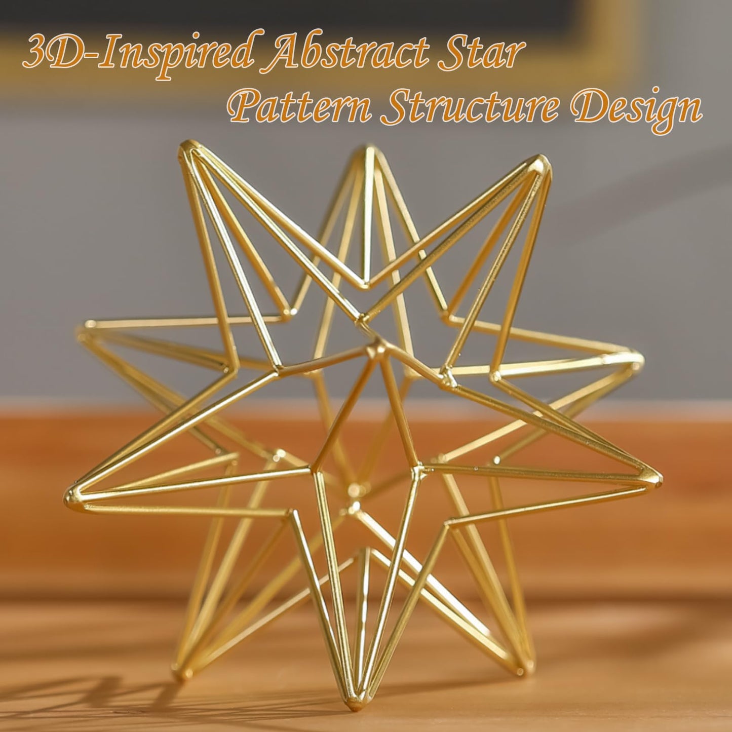 MOCOME 7 Inches Gold Decorative Sphere, Metal Gold Starburst Tabletop Sculpture Decor, Metal Geometric Sculptures Home Decor, Abstract Tabletop Decorative Ball for Home Decor
