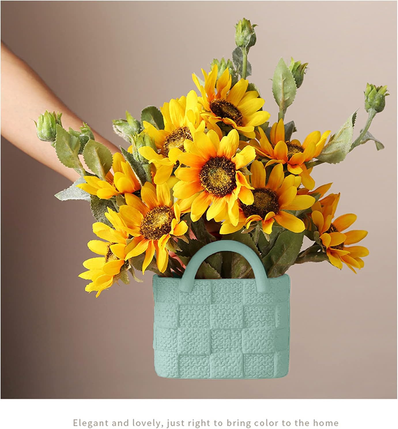 Ceramic Vase, Small Modern Flower Vase for Home Decor, Handbag Collection Creative Ceramic Floral Vases for Centerpieces, Flower Arrangement Decoration Shooting Props (Green)