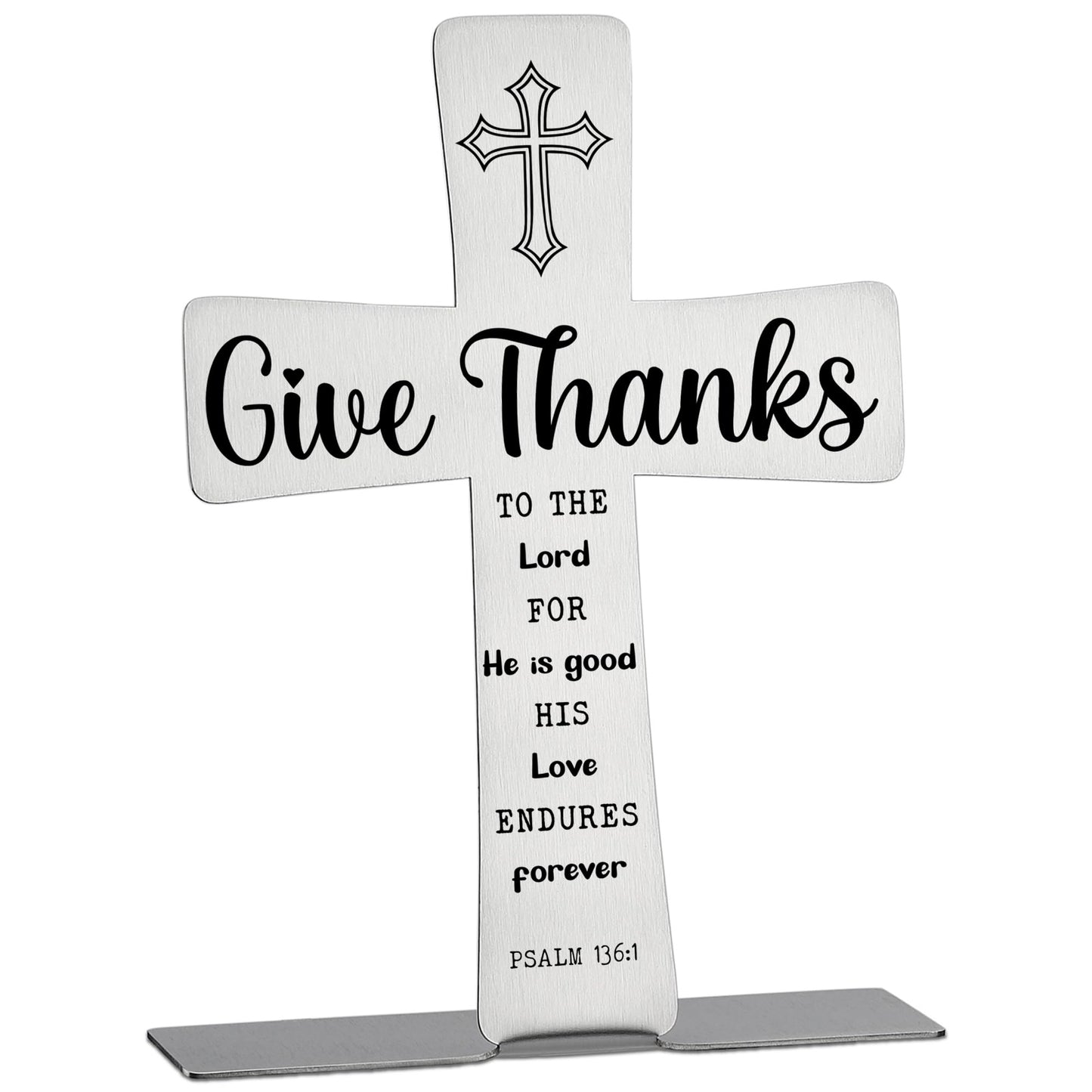 Christian Thank You Desk Cross Psalm 136:1 Encouragement Gift for Coworker Teacher Nurse Friend, Appreciation Graduation Inspirational Office Desk Decor, DSH897