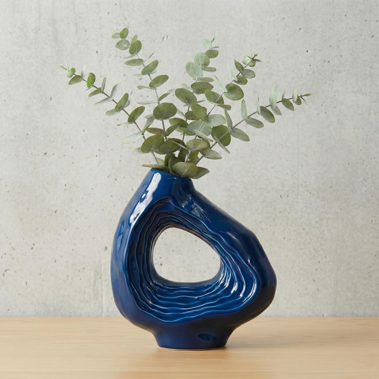 Sunddo Navy Blue Ceramic Vase, 9 Inch