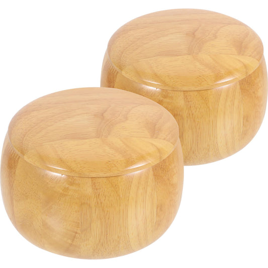 2pcs Go Chess Pieces Storage Wooden Chess Pieces Bowl Lid Go Jar Storage Container Pot
