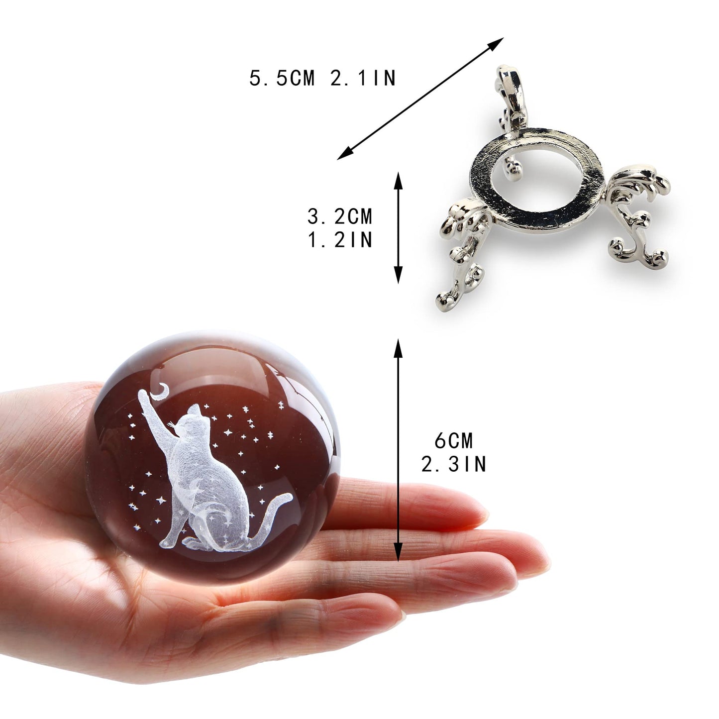 ZEERSHEE Cat Crystal Decor Ball with Stand 3D Glass Laser Engraved Cat Gifts with Clear Crystal Ball for Woman