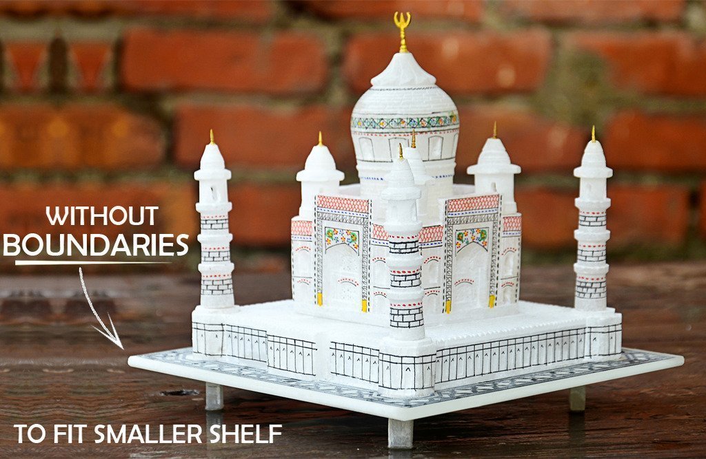 craftslook 7 Inch Taj Mahal Marble Replica – Handmade Miniature Model from India, Agra Souvenir, Symbol of Love – Home Decor Gift, Collectible Architecture Set, Indian Handicraft