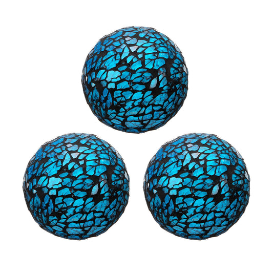 uxcell 3Pcs Decorative Glass Balls 2.36 Inch Orbs Centerpiece Balls Mosaic Glass Ball Sphere for Decor Bowls Vases Dining Table Party, Dark Blue