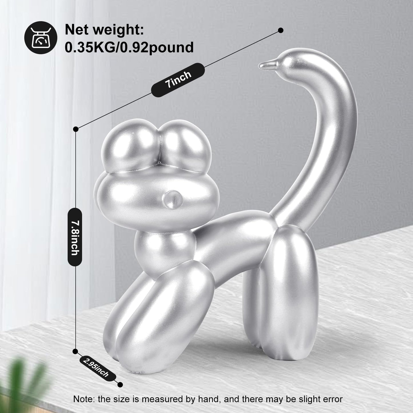 VOFSTAND Balloon Cat Decor, 7.8 Inch, Silver