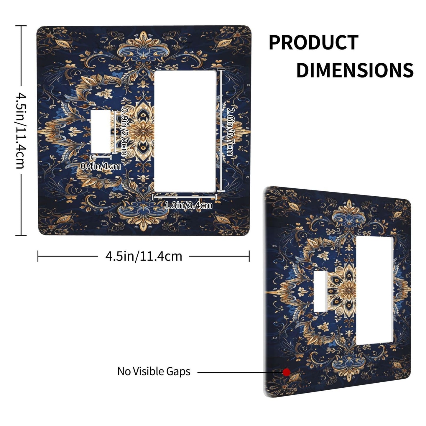 Lqzazyr Outlet Covers Royal Blue Gold Mandala Baroque 1 Toggle 1 Rocker Combo Light Switch Cover Plate Electrical Wall Plate Electrical Switch Plates For Living Room Cabin Decor