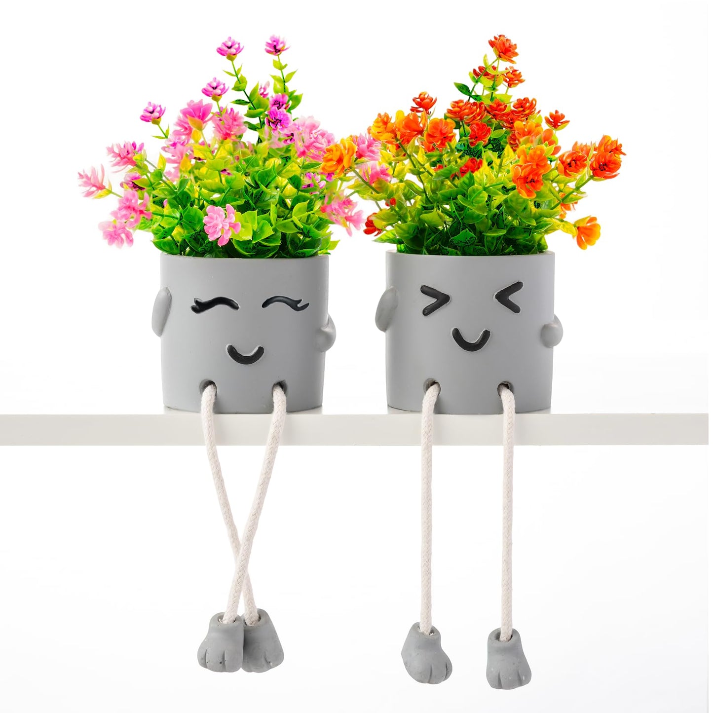 skycoo 2 Packs Cute Fake Plants, Kawaii Artificial Potted Plants for Table Desk Home Bedroom Bathroom Office Shelf Office Wall Room Farmhouse Decor Artificial Plants B2