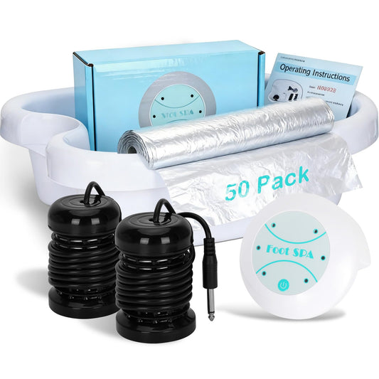 Ionic Foot Bath Detox Machine with 50 Liners, Foot Detox Machine to Remove Toxins, Portable Home Foot Spa, 2 Ion Arrays for Detox & Relaxation, Easy Clean, Perfect for Family/Gift/Self-Care