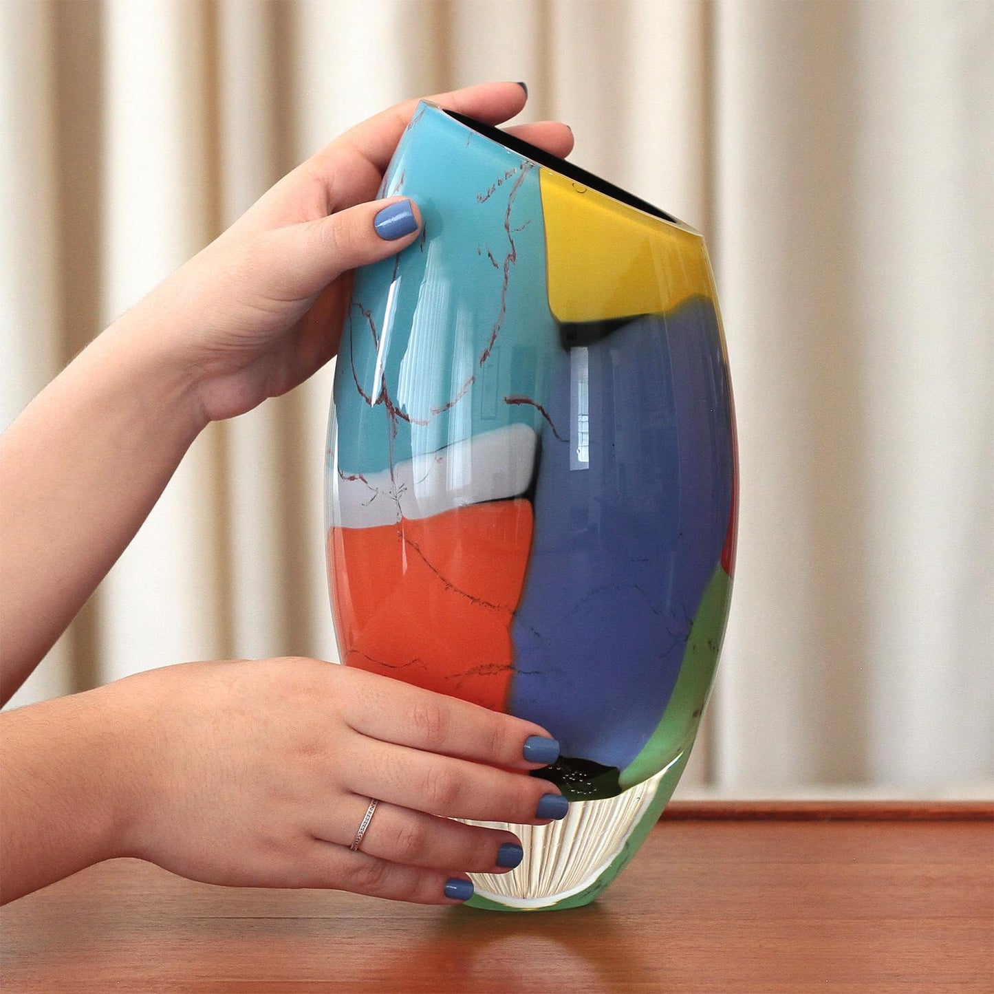 Ca D Oro Glass Vase Colored Splinters Hand Blown Murano-Style Art Glass - Model 50 MS
