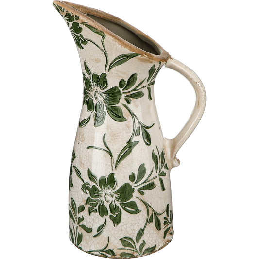 Sawysine 10.2 Inch Vintage Ceramic Vase with Handle Retro Ice Cracked Glaze Porcelain Vase Rustic Farmhouse Centerpiece Table Decorations for Home Decor Table Centerpiece(Simplicity)