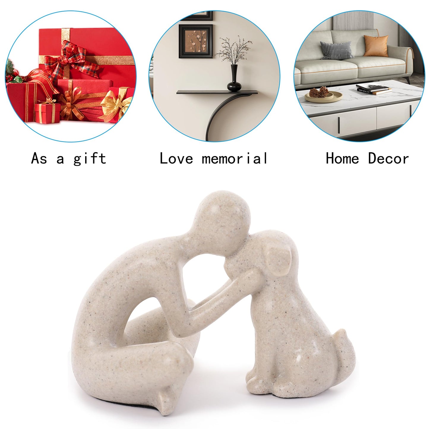 FriyGardcn Man and Dog Statue Home Decor Memory Gift for Pet Lovers