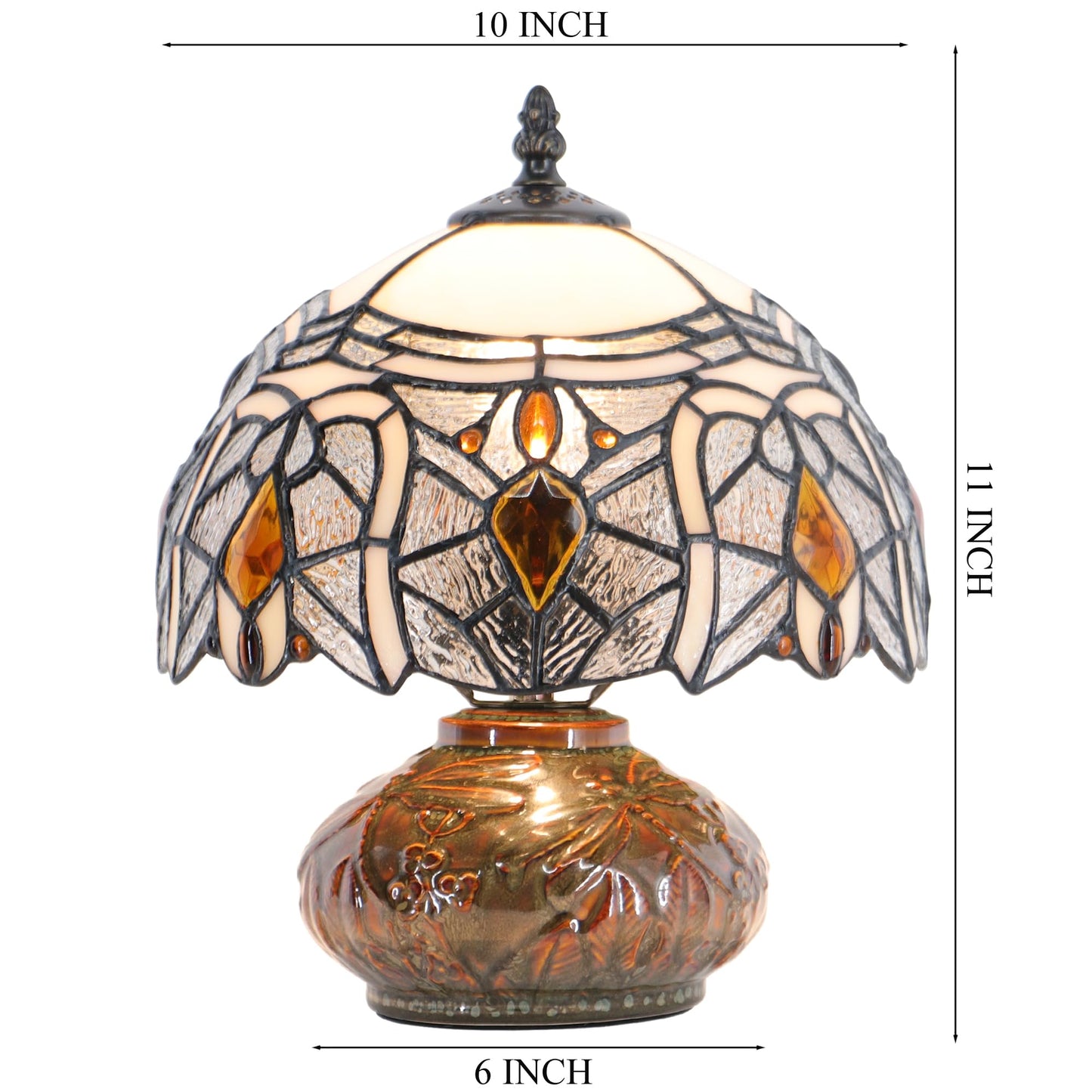 HZYFFYU Small Tiffany Table Lamp Mini Mushroom Stained Glass Lamp Memory Sympathy lamp 10X11 Inch (Crystal Style)