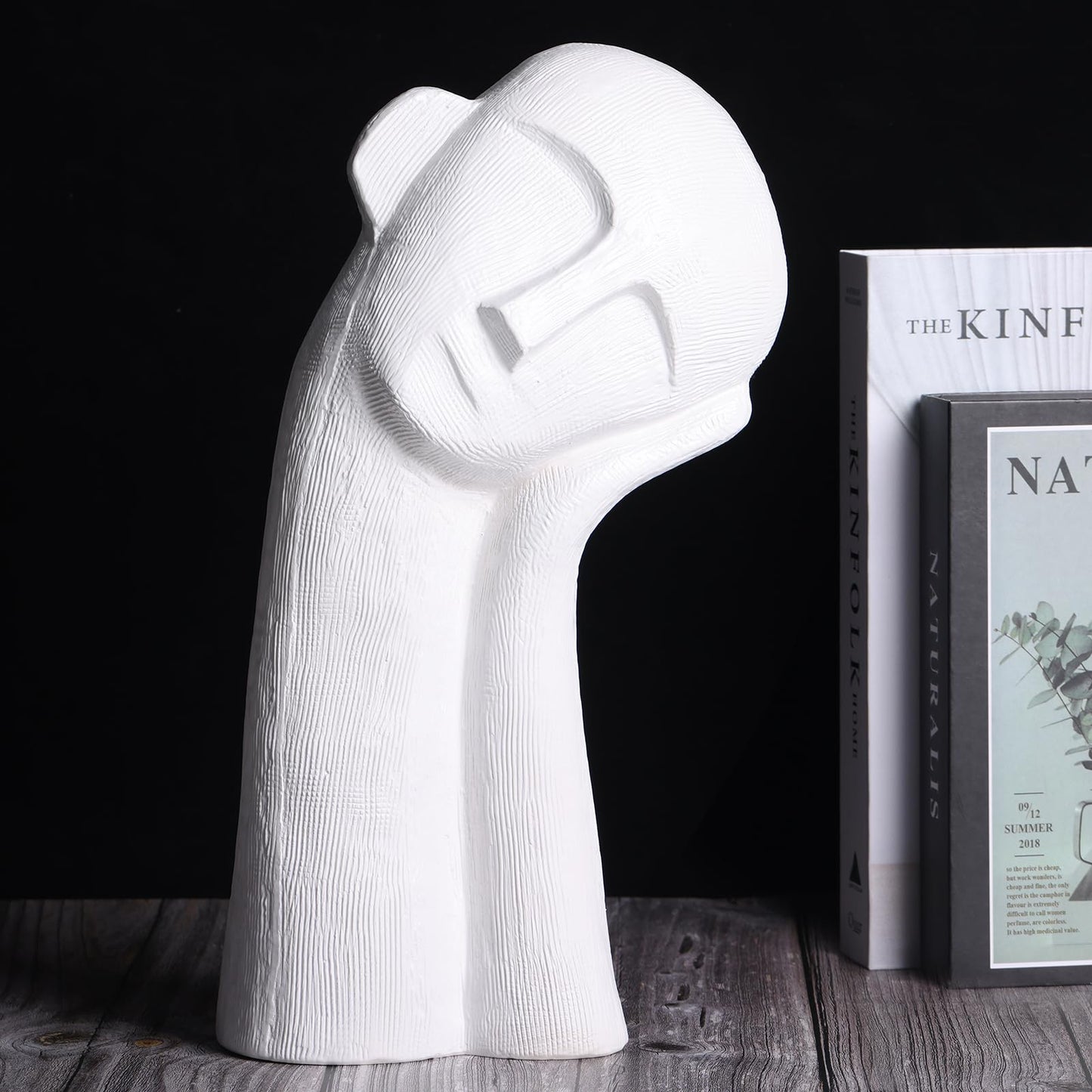 XIAOMAGG White Head Sculpture Ceramic Thinker Statue, Modern Home Statue Head Decor Bust Statues,14 Inch Tall Abstract Sculpture, for Shelf Home and Office,Shelves, Bookshlf, Gift